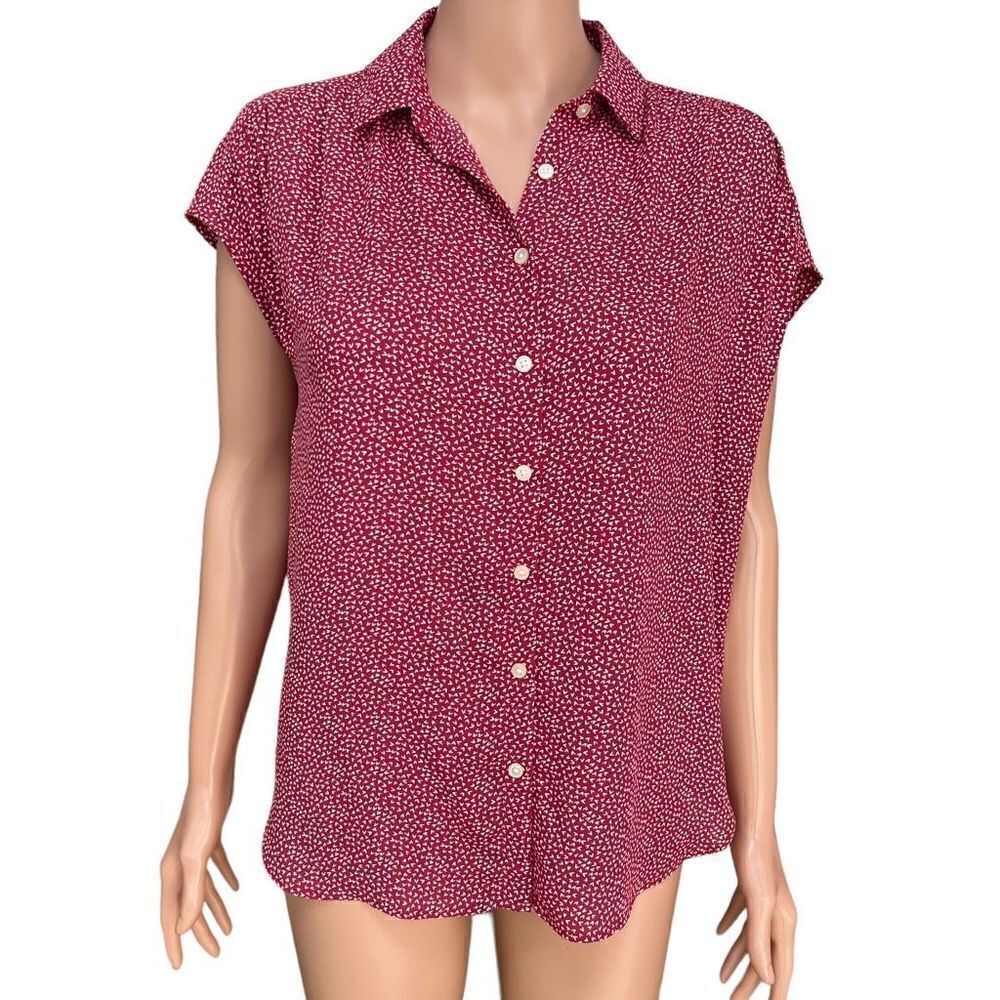 Loft printed hearts/v shapes? Blouse oversized size S
